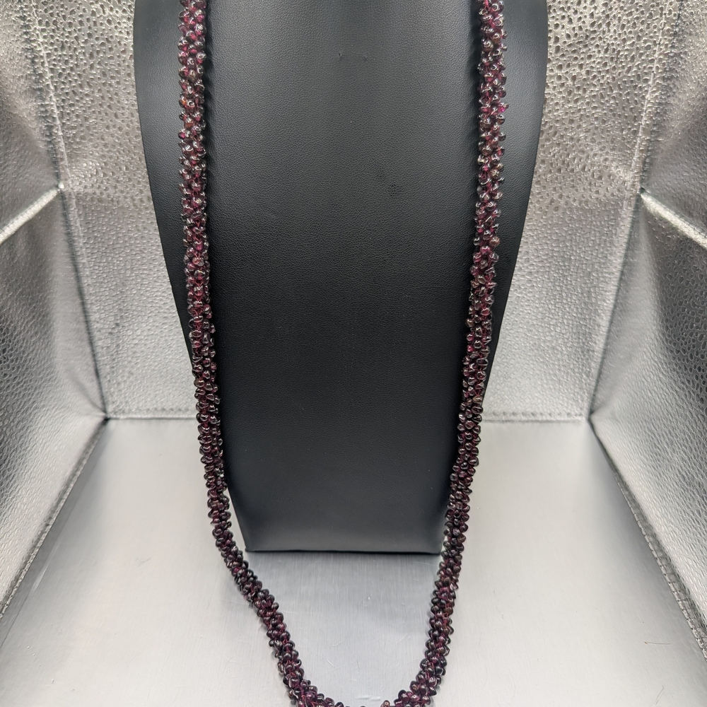 34" Rhodolite Garnet Rope Necklace - Picture 2 of 2